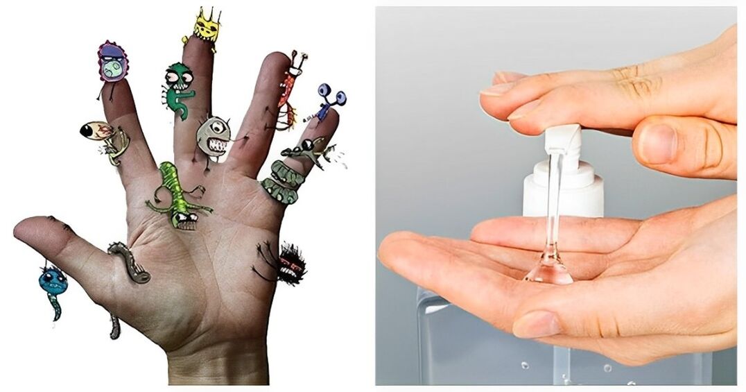 varietà di batteri sulle mani